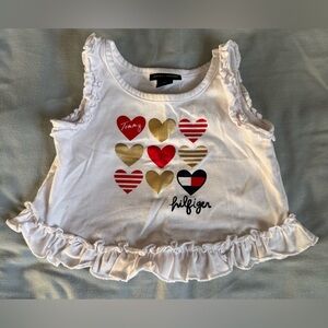 Baby Girl Tommy Hilfiger White Top with Heart Pattern